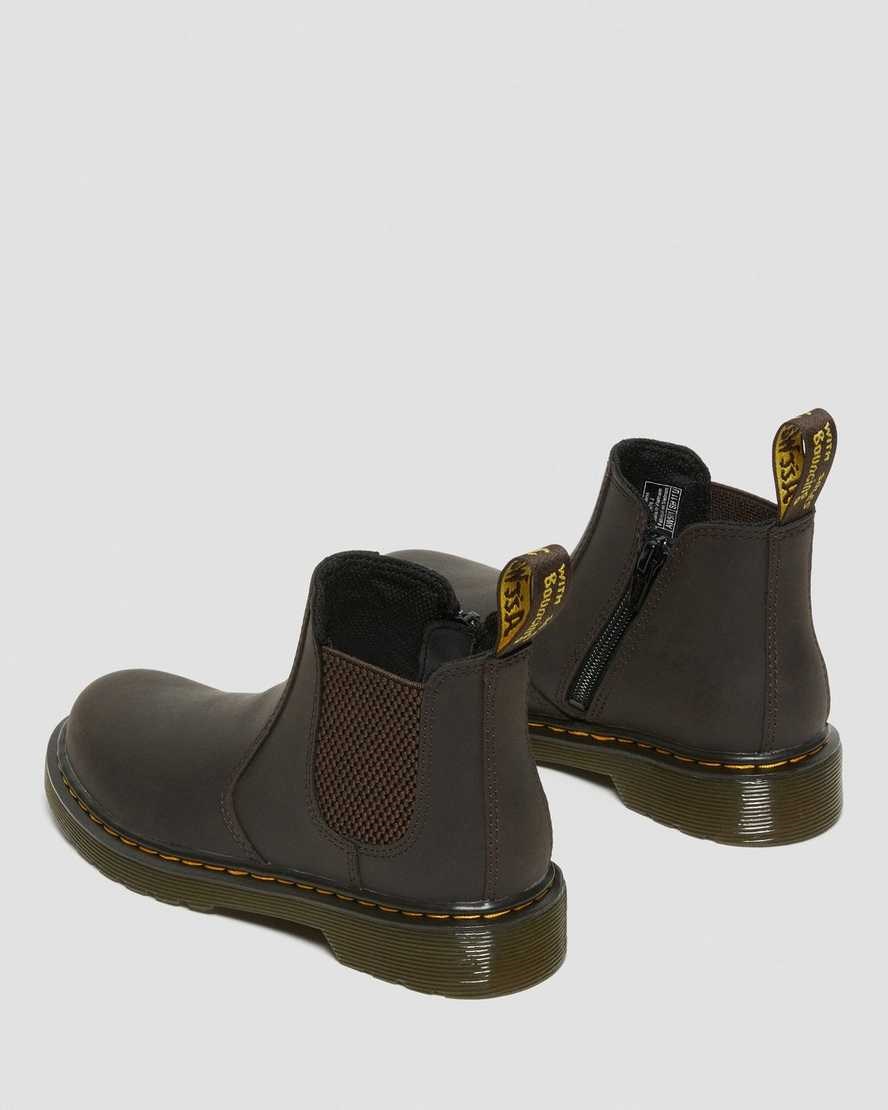 Kids' Dr Martens Junior 2976 Wildhorse Leather Chelsea Boots Dark Brown Wildhorse Lamper | 859JRIVYB