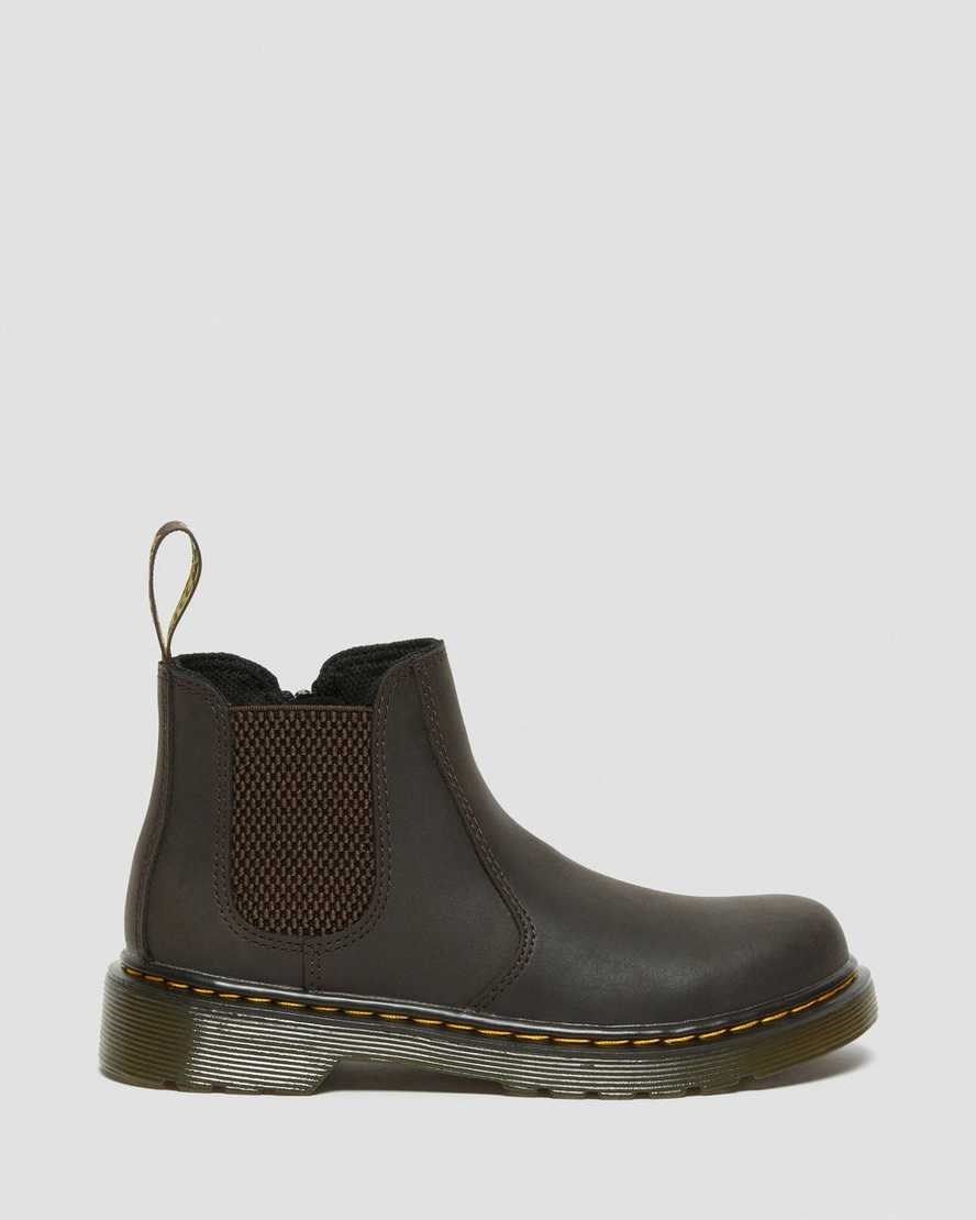 Kids' Dr Martens Junior 2976 Wildhorse Leather Chelsea Boots Dark Brown Wildhorse Lamper | 859JRIVYB