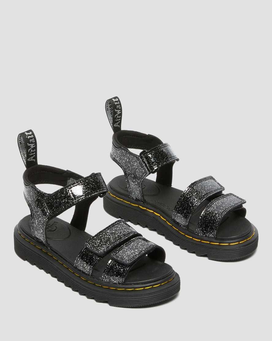 Kids' Dr Martens Junior Klaire Glitter Sandals Black Cosmic Glitter | 380XCIJRV