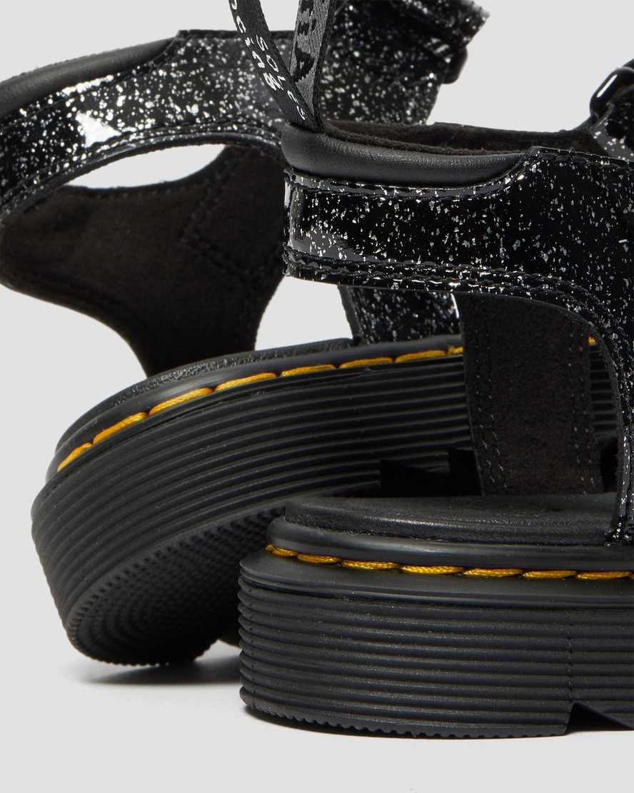 Kids' Dr Martens Junior Klaire Glitter Sandals Black Cosmic Glitter | 380XCIJRV