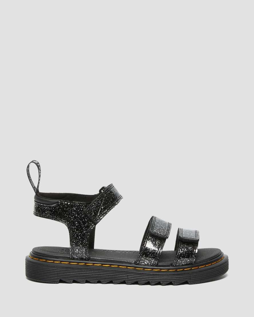 Kids' Dr Martens Junior Klaire Glitter Sandals Black Cosmic Glitter | 380XCIJRV