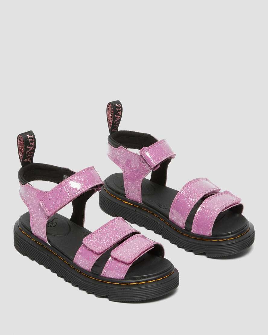 Kids' Dr Martens Junior Klaire Glitter Sandals Pink Cosmic Glitter | 675NFQPXE