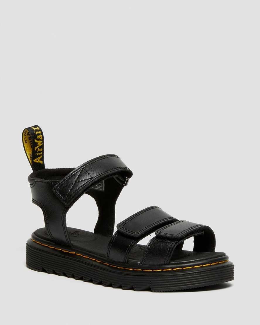 Kids\' Dr Martens Junior Klaire Leather Strap Sandals Black T Lamper | 603HLPIYD