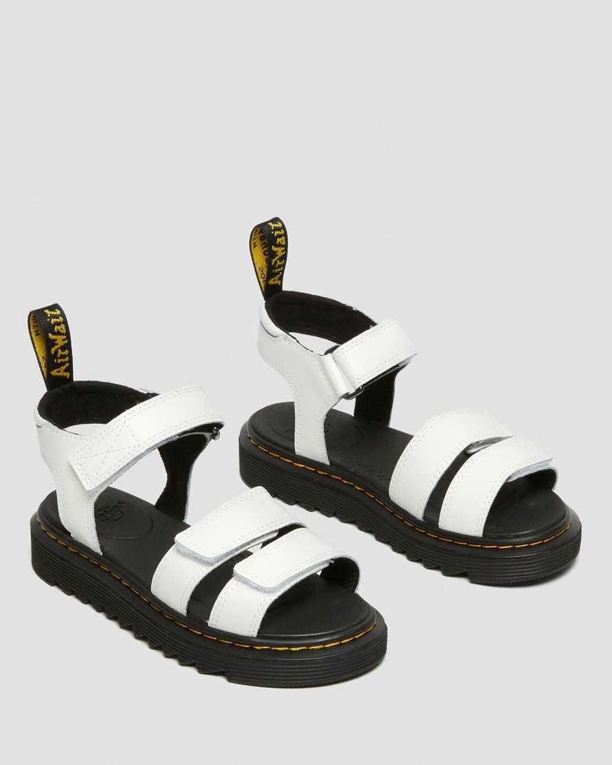 Kids' Dr Martens Junior Klaire Leather Strap Sandals White T Lamper | 930NJFAID