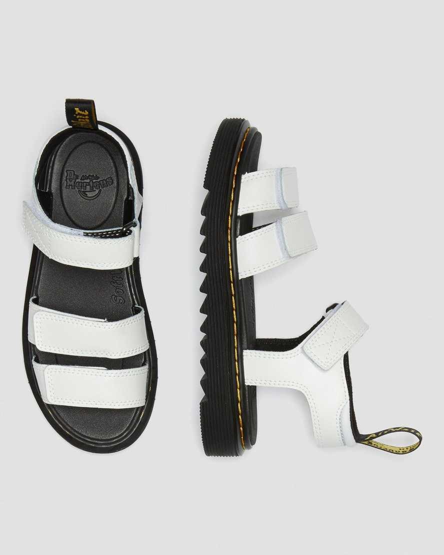 Kids' Dr Martens Junior Klaire Leather Strap Sandals White T Lamper | 930NJFAID