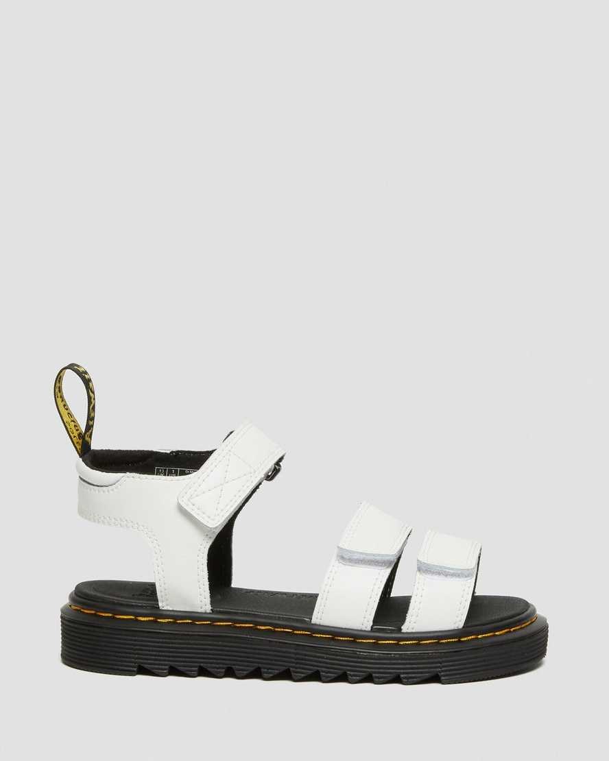 Kids' Dr Martens Junior Klaire Leather Strap Sandals White T Lamper | 930NJFAID