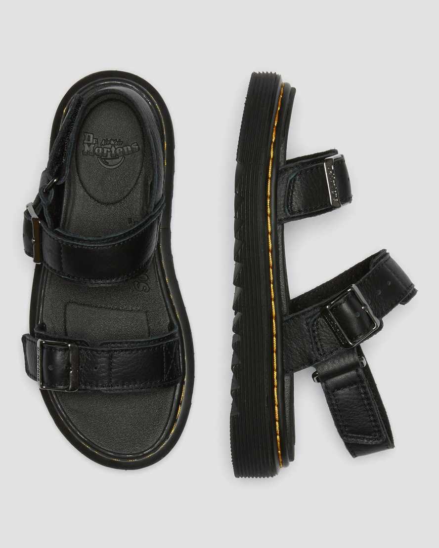 Kids' Dr Martens Junior Kyle Leather Sandals Black | 710XFTZPB