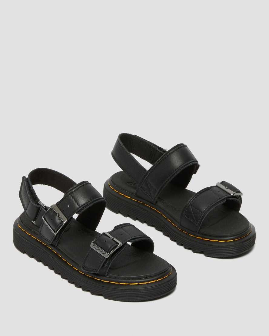 Kids' Dr Martens Junior Kyle Leather Sandals Black | 710XFTZPB