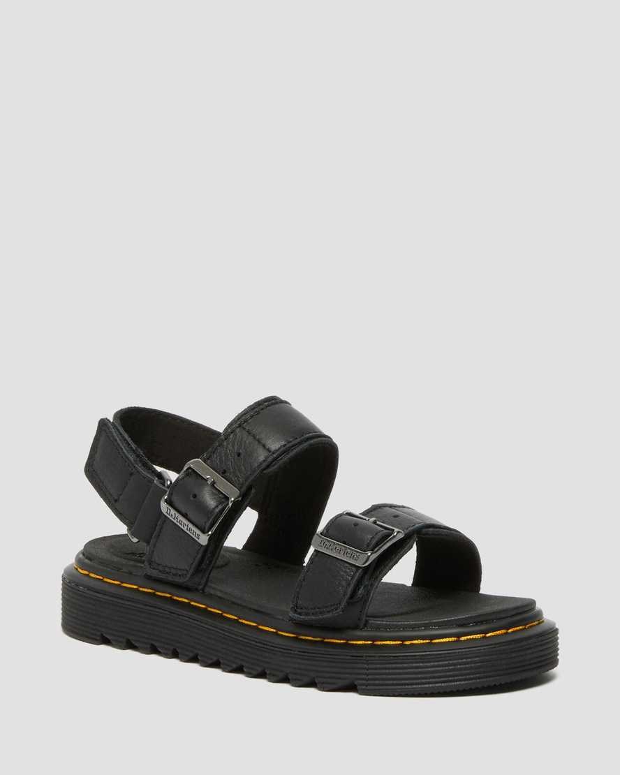 Kids\' Dr Martens Junior Kyle Leather Sandals Black | 710XFTZPB