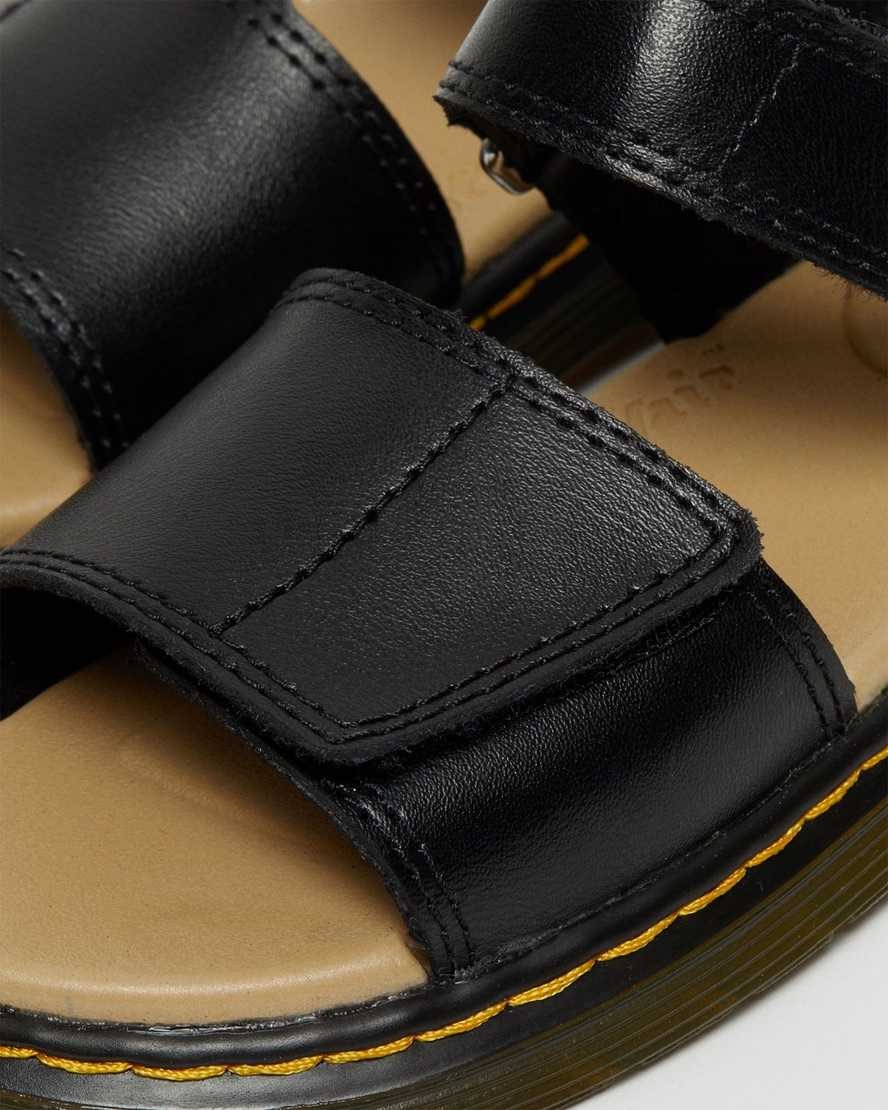 Kids' Dr Martens Junior Romi Leather Velcro Sandals Black T Lamper | 267DBFLGS