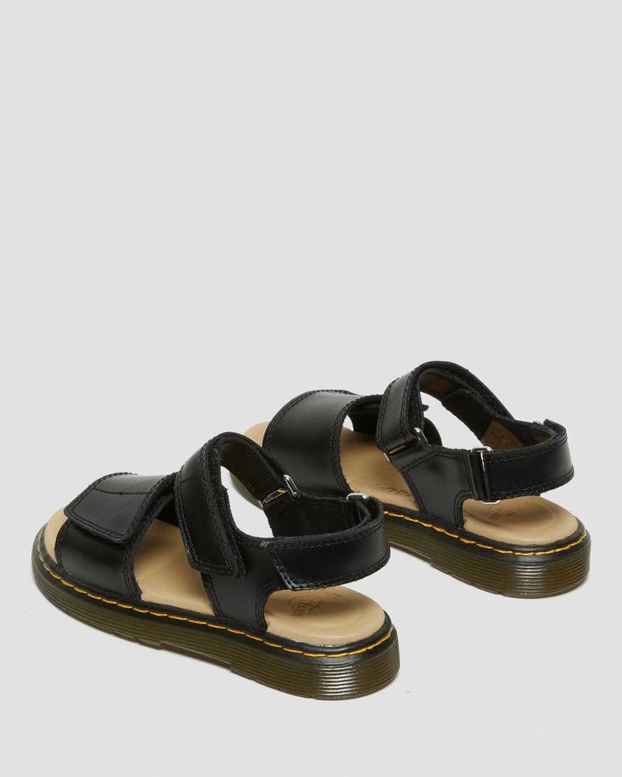 Kids' Dr Martens Junior Romi Leather Velcro Sandals Black T Lamper | 267DBFLGS