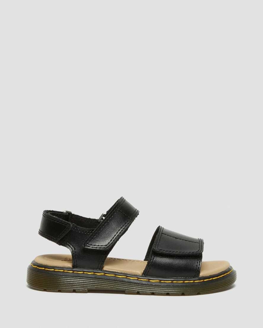 Kids' Dr Martens Junior Romi Leather Velcro Sandals Black T Lamper | 267DBFLGS