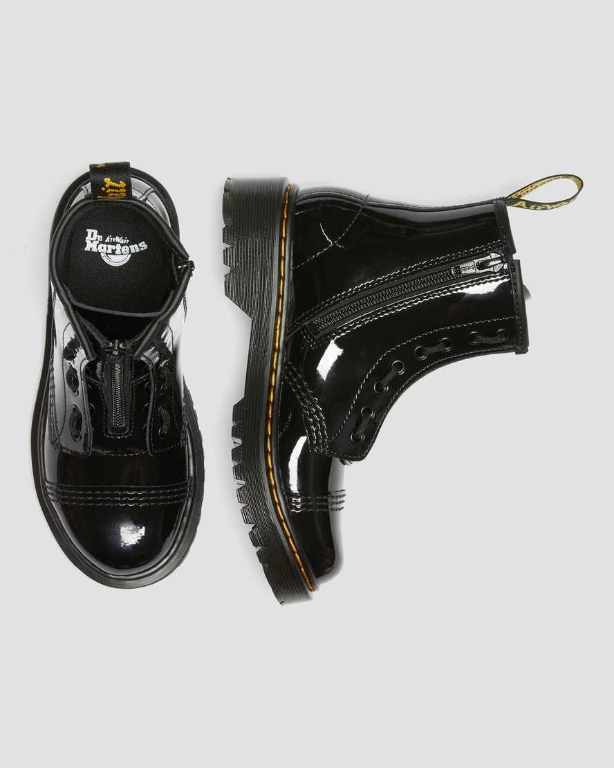 Kids' Dr Martens Junior Sinclair Bex Patent Leather Booties Black Patent Lamper | 391FVNZAR