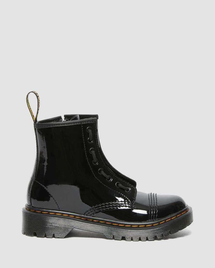 Kids' Dr Martens Junior Sinclair Bex Patent Leather Booties Black Patent Lamper | 391FVNZAR