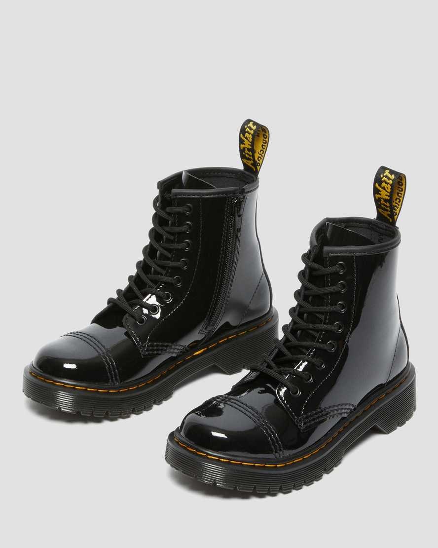 Kids' Dr Martens Junior Sinclair Bex Patent Leather Booties Black Patent Lamper | 391FVNZAR