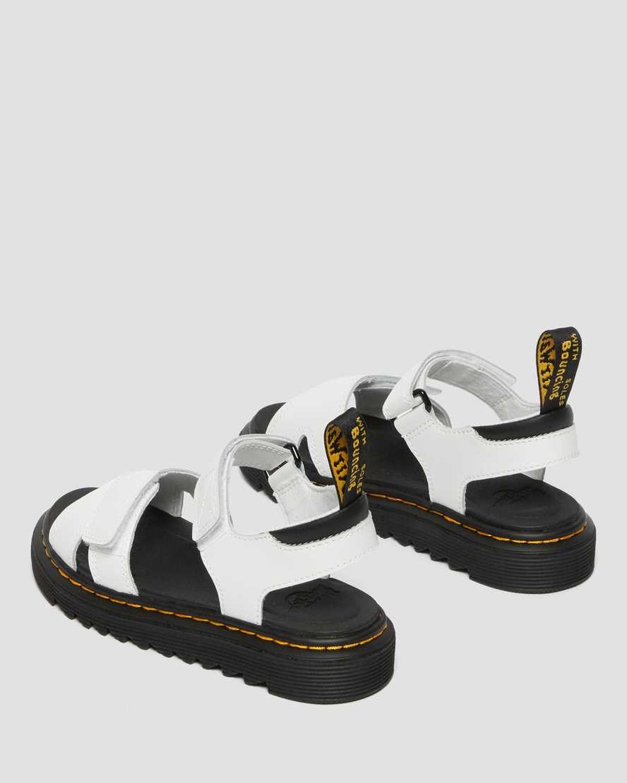 Kids' Dr Martens Junior Vossie Leather Sandals White T Lamper | 948EXBVNO