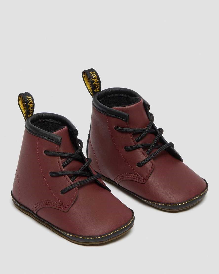 Kids' Dr Martens Newborn 1460 Auburn Leather Booties Cherry Red | 628QINAYM