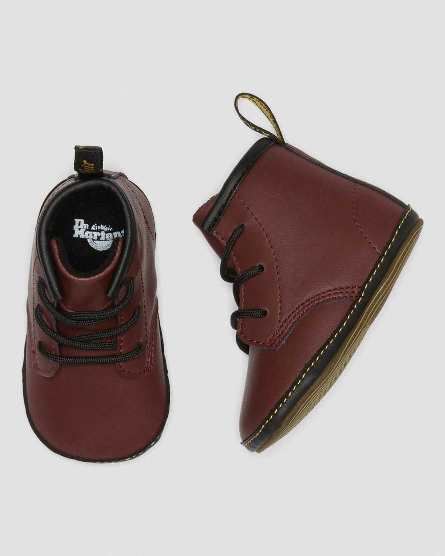 Kids' Dr Martens Newborn 1460 Auburn Leather Booties Cherry Red | 628QINAYM