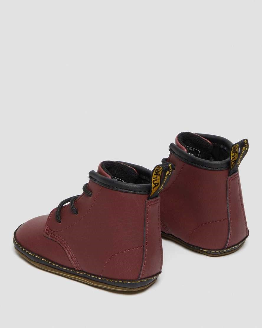 Kids' Dr Martens Newborn 1460 Auburn Leather Booties Cherry Red | 628QINAYM