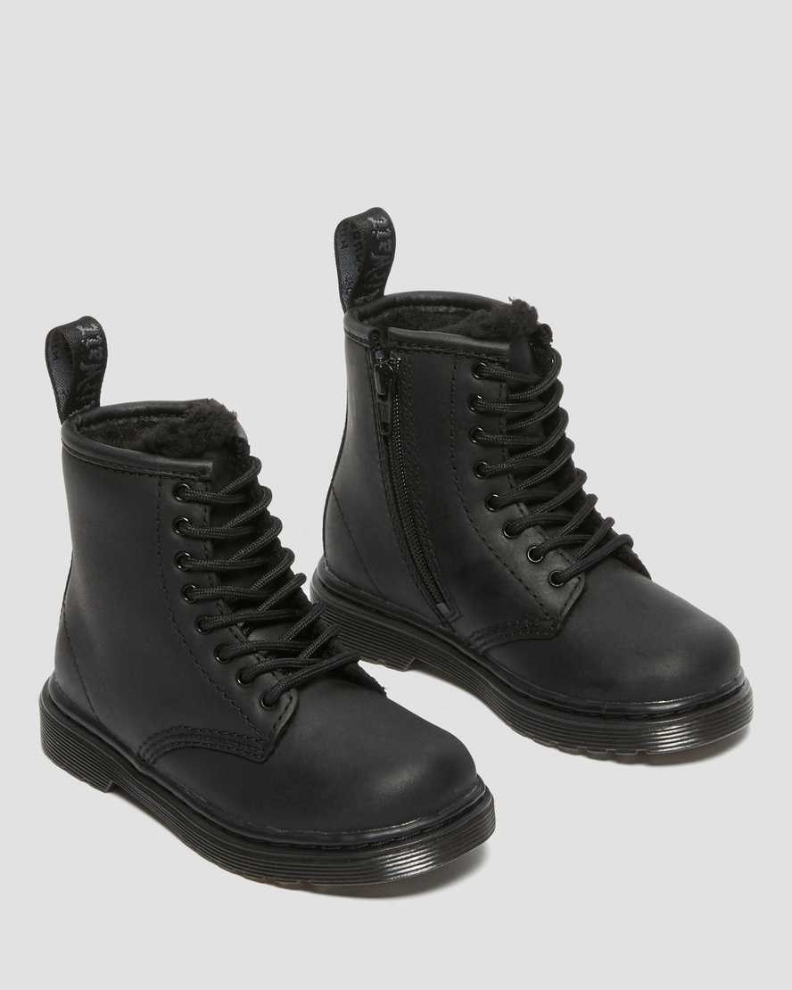 Kids' Dr Martens Toddler 1460 Faux Fur Lined Booties Black Republic Wp | 072IMLGHB