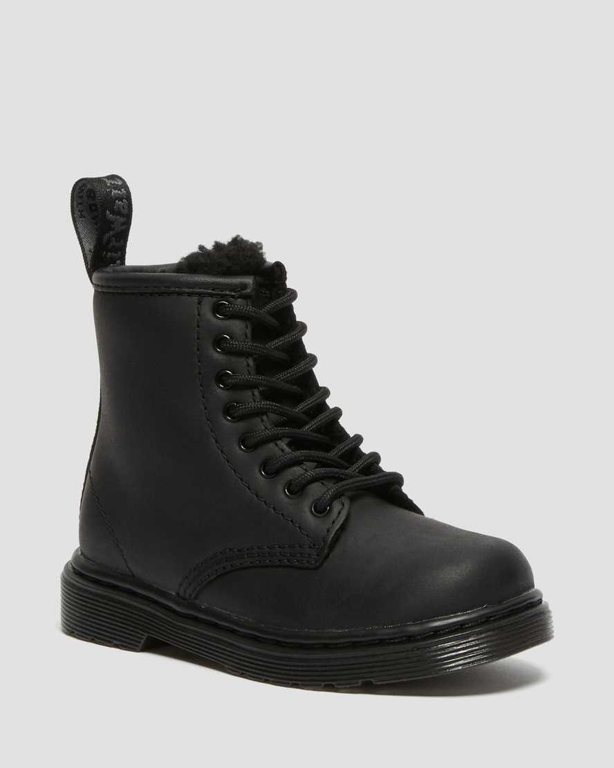 Kids' Dr Martens Toddler 1460 Faux Fur Lined Booties Black Republic Wp | 072IMLGHB