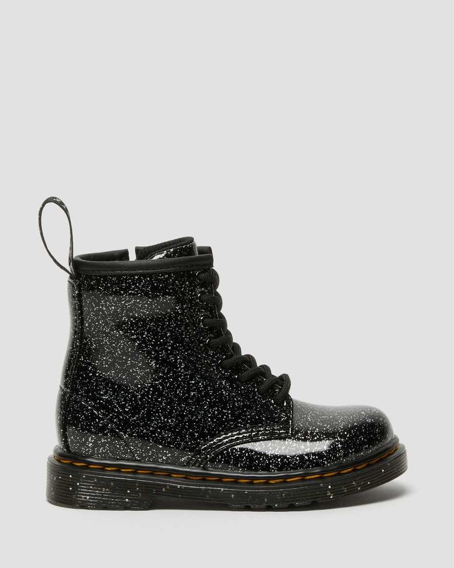 Kids' Dr Martens Toddler 1460 Glitter Lace Up Boots Black Cosmic Glitter | 058HILRGT