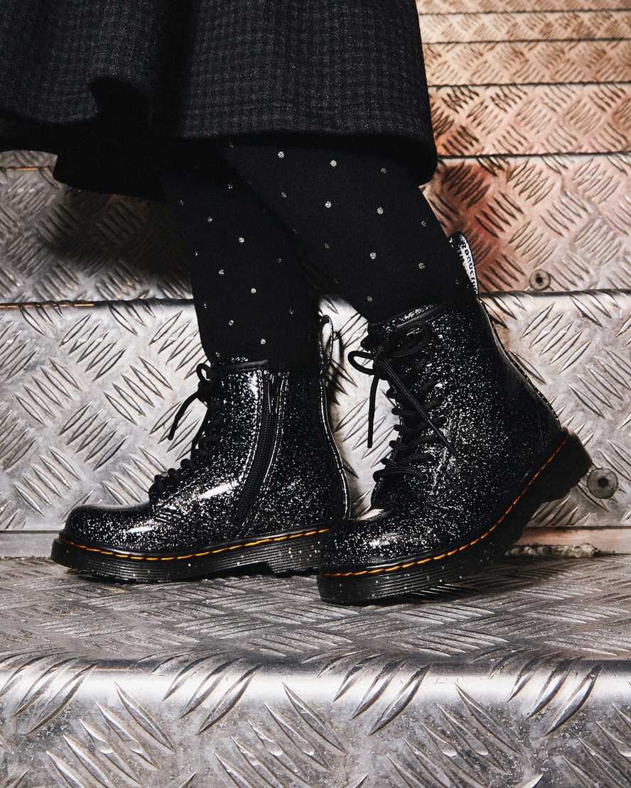 Kids' Dr Martens Toddler 1460 Glitter Lace Up Boots Black Cosmic Glitter | 058HILRGT