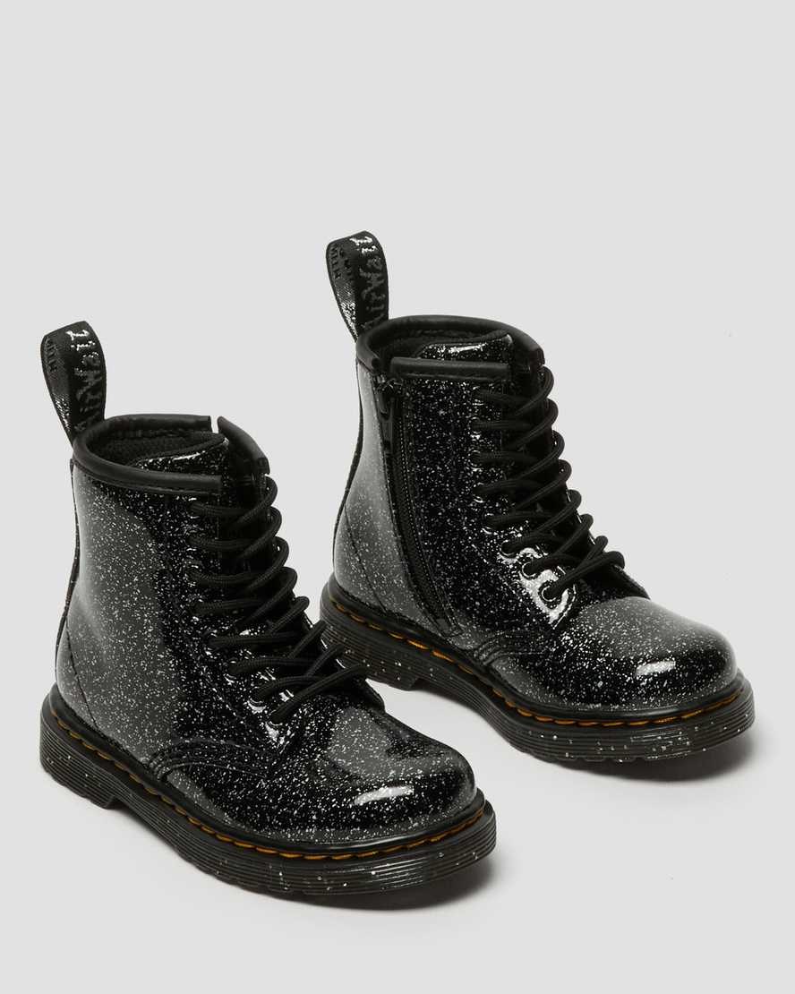 Kids' Dr Martens Toddler 1460 Glitter Lace Up Boots Black Cosmic Glitter | 058HILRGT