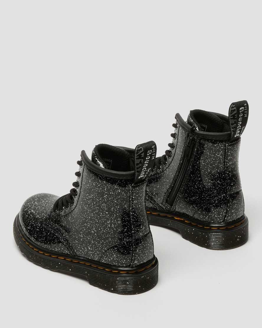 Kids' Dr Martens Toddler 1460 Glitter Lace Up Boots Black Cosmic Glitter | 058HILRGT