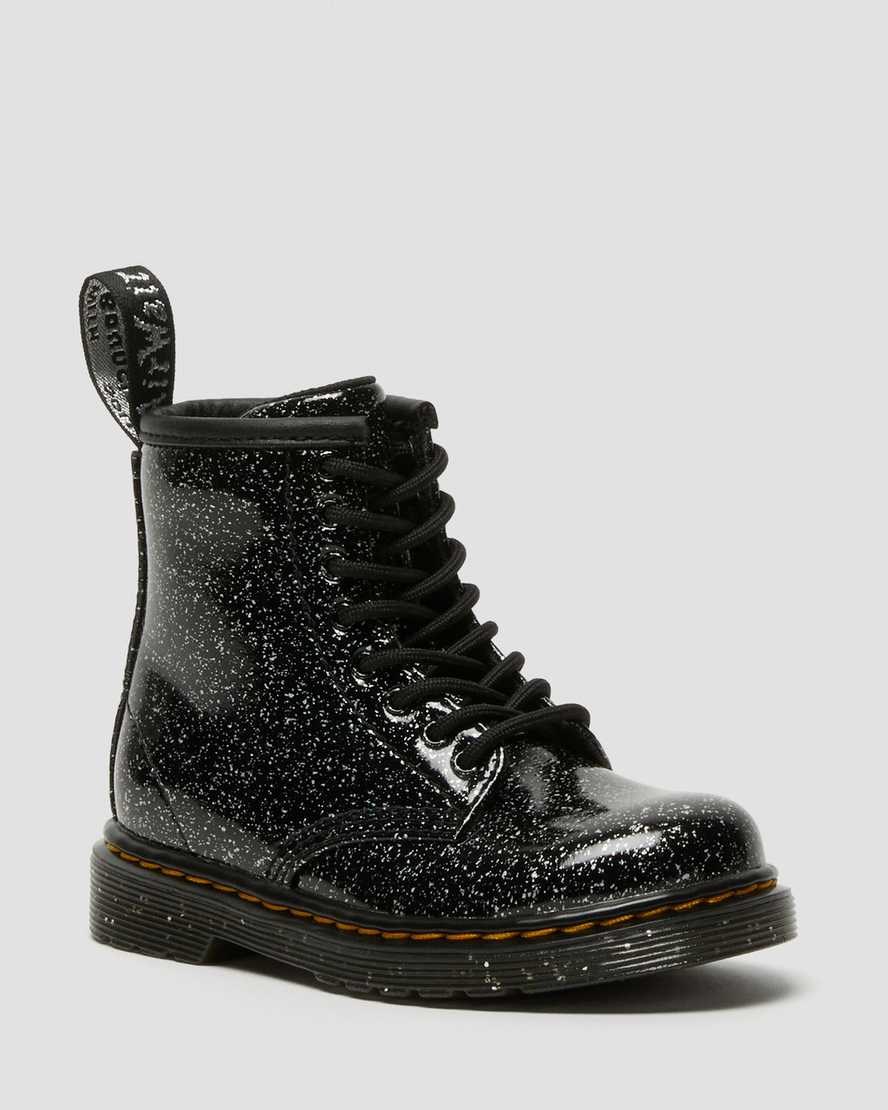 Kids' Dr Martens Toddler 1460 Glitter Lace Up Boots Black Cosmic Glitter | 058HILRGT