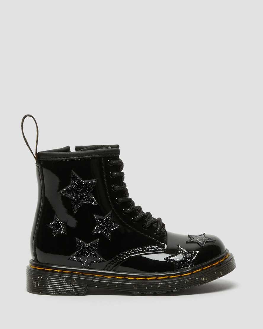 Kids' Dr Martens Toddler 1460 Glitter Star Patent Lace Up Boots Black Patent Lamper | 172TOSNLP