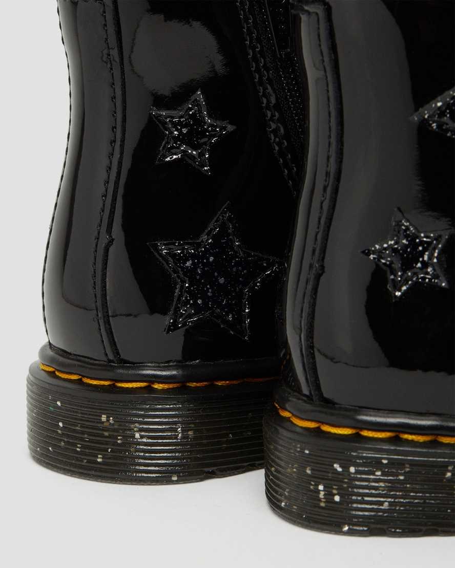 Kids' Dr Martens Toddler 1460 Glitter Star Patent Lace Up Boots Black Patent Lamper | 172TOSNLP