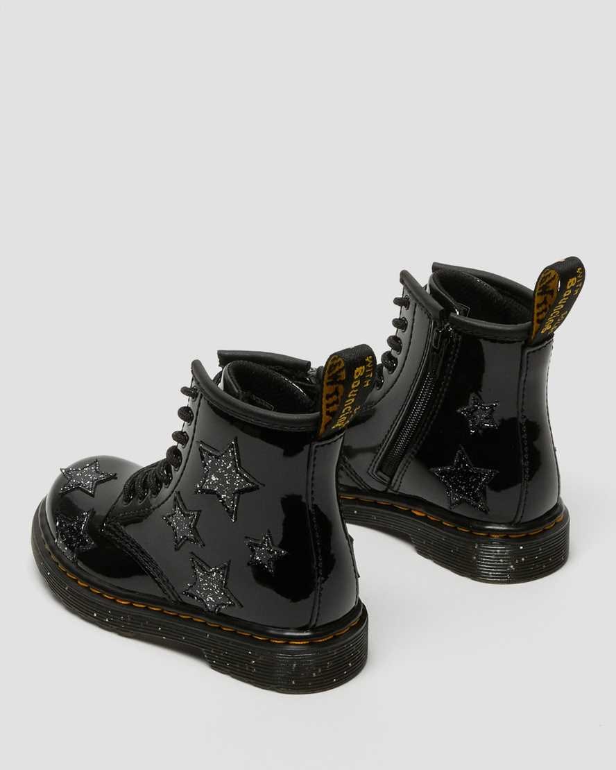 Kids' Dr Martens Toddler 1460 Glitter Star Patent Lace Up Boots Black Patent Lamper | 172TOSNLP