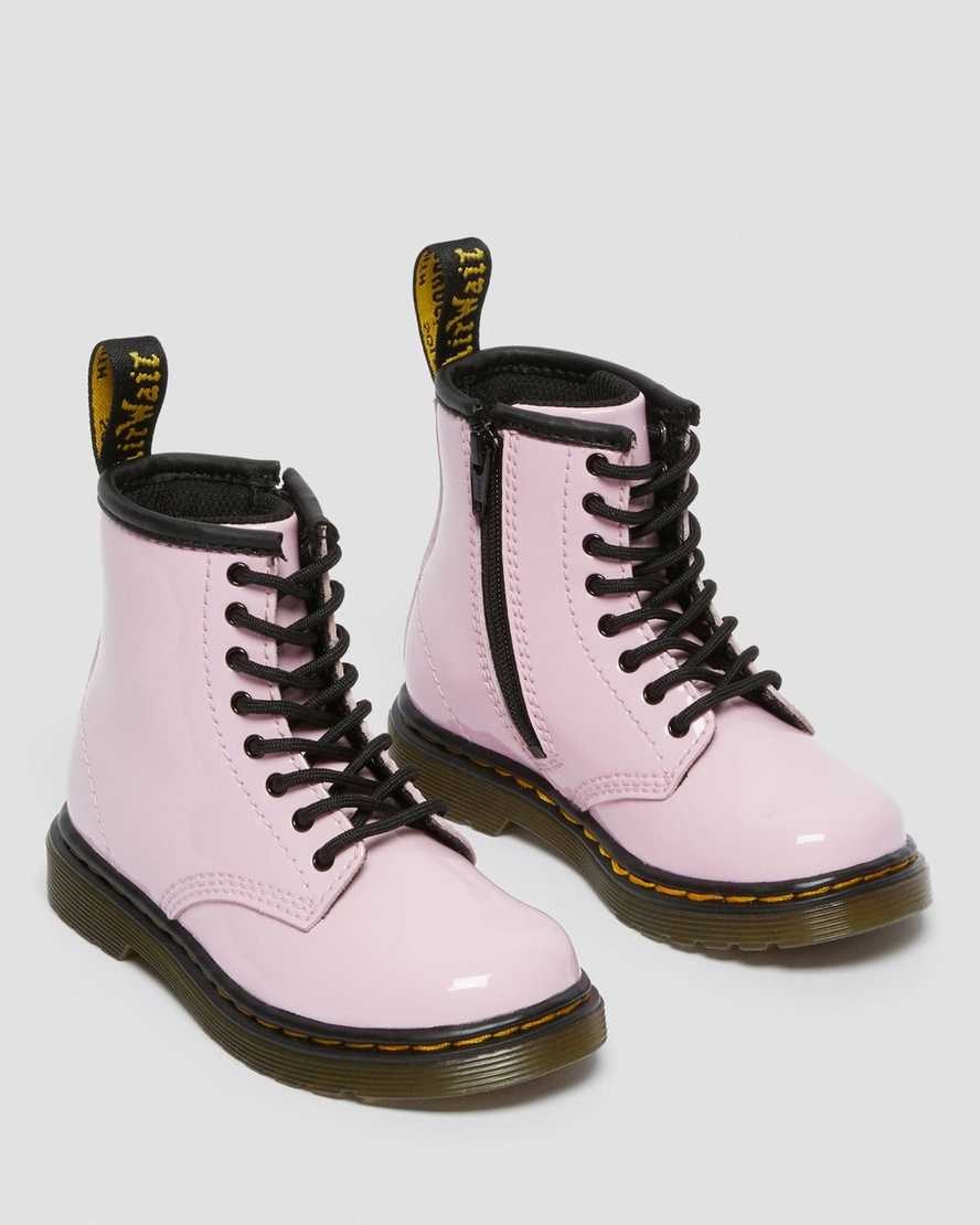 Kids' Dr Martens Toddler 1460 Patent Leather Lace Up Boots Pale Pink Patent Lamper | 347PKIXZC