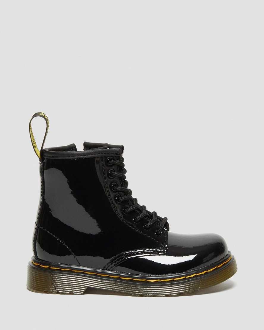 Kids' Dr Martens Toddler 1460 Patent Leather Lace Up Boots Black Patent Lamper | 590OXNVIC