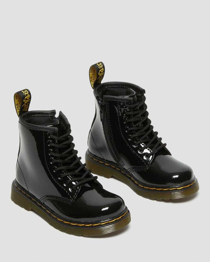 Kids' Dr Martens Toddler 1460 Patent Leather Lace Up Boots Black Patent Lamper | 590OXNVIC