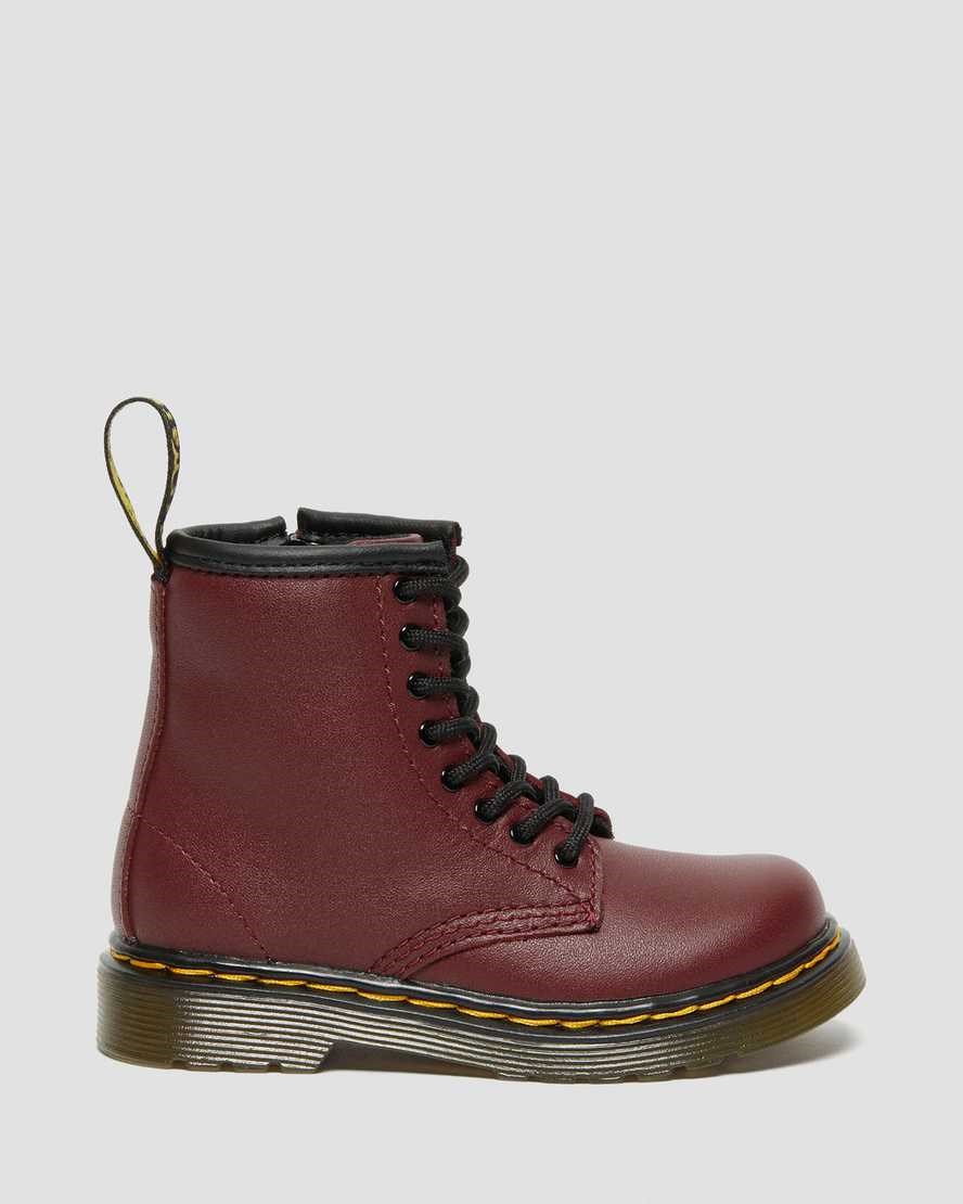 Kids' Dr Martens Toddler 1460 Softy T Leather Lace Up Boots Cherry Red Softy T | 149OYTKQJ