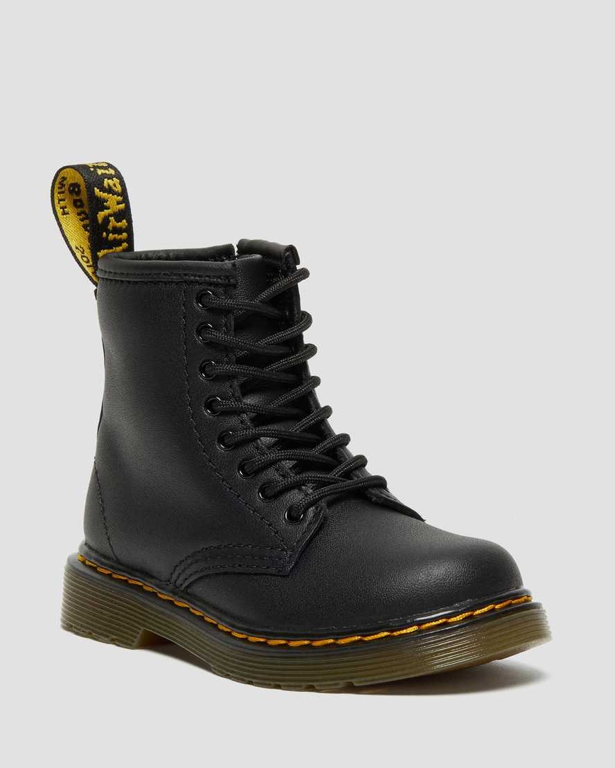 Kids\' Dr Martens Toddler 1460 Softy T Leather Lace Up Boots Black Softy T | 362JTWDIY