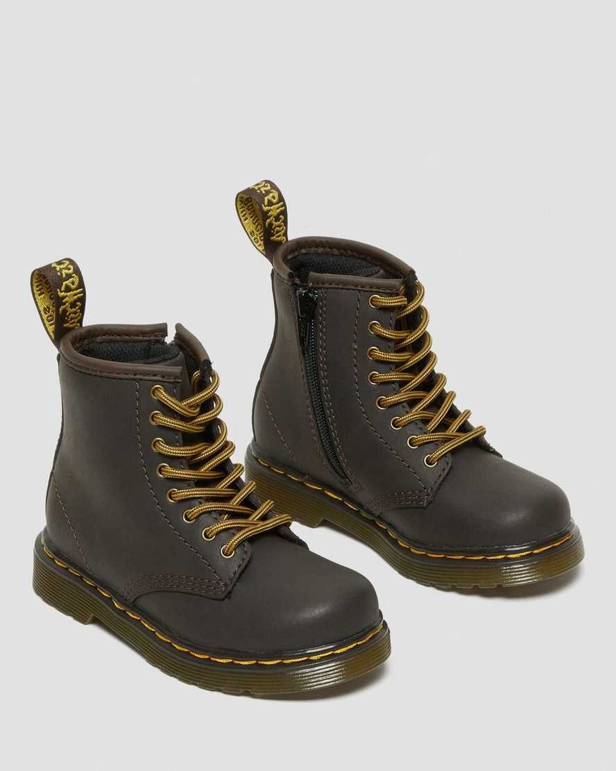 Kids' Dr Martens Toddler 1460 Wildhorse Leather Lace Up Boots Dark Brown Wildhorse Lamper | 250JGAUFM