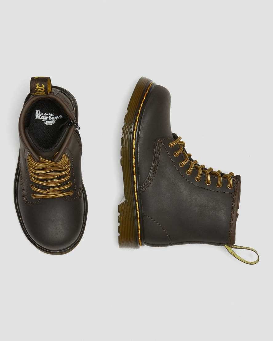 Kids' Dr Martens Toddler 1460 Wildhorse Leather Lace Up Boots Dark Brown Wildhorse Lamper | 250JGAUFM