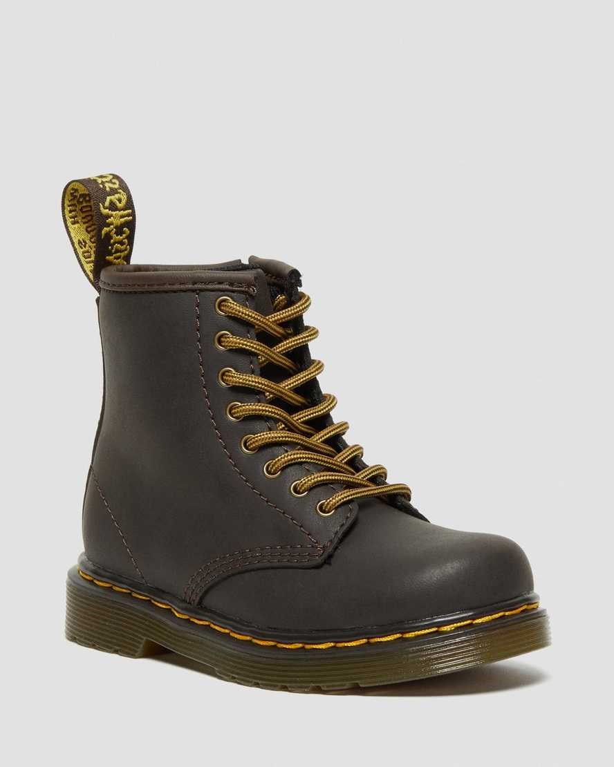 Kids' Dr Martens Toddler 1460 Wildhorse Leather Lace Up Boots Dark Brown Wildhorse Lamper | 250JGAUFM