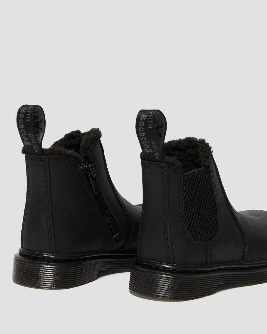 Kids' Dr Martens Toddler 2976 Faux Fur Lined Chelsea Boots Black Republic Wp | 275AONRUM