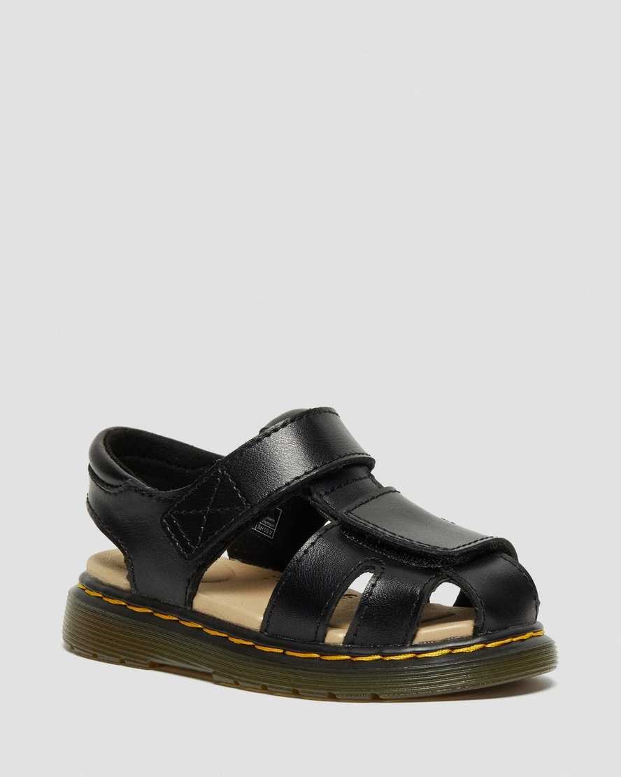 Kids' Dr Martens Toddler Moby II Leather Velcro Sandals Black T Lamper | 045GSKEAC