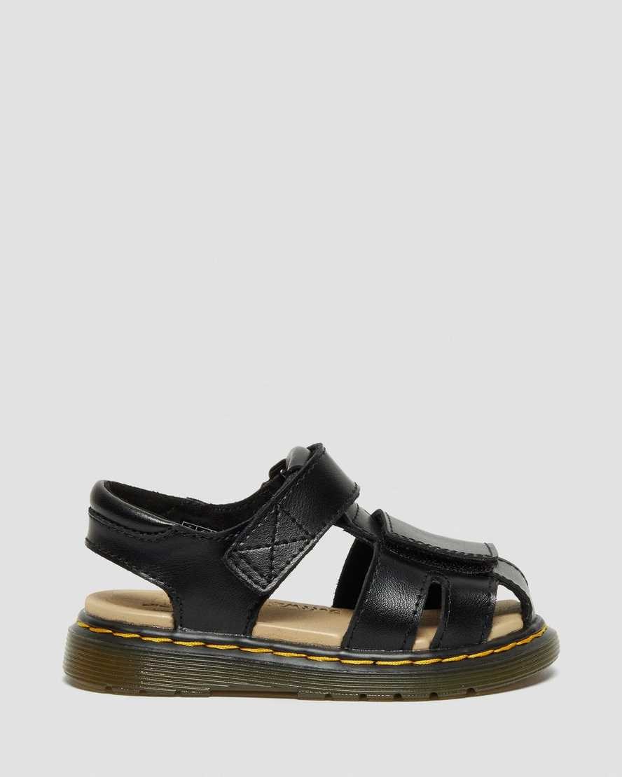 Kids' Dr Martens Toddler Moby II Leather Velcro Sandals Black T Lamper | 045GSKEAC