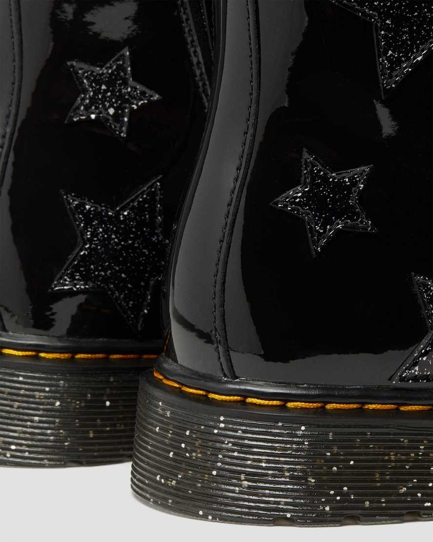 Kids' Dr Martens Youth 1460 Glitter Star Patent Lace Up Boots Black Patent Lamper | 531KEPCAX