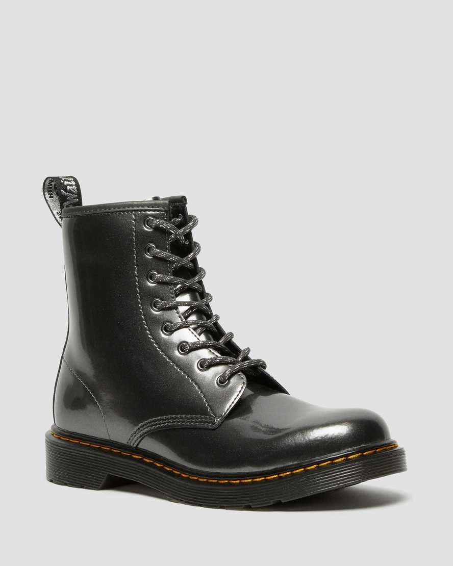 Kids' Dr Martens Youth 1460 Metallic Lace Up Boots Grey Spark | 256ZQMUDV