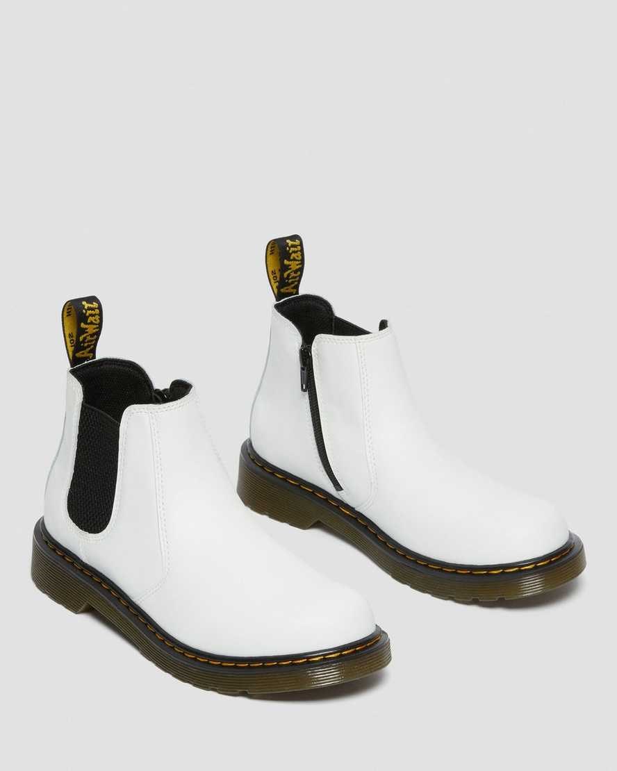 Kids' Dr Martens Youth 2976 Leather Chelsea Boots White Romario | 294DEJHSY