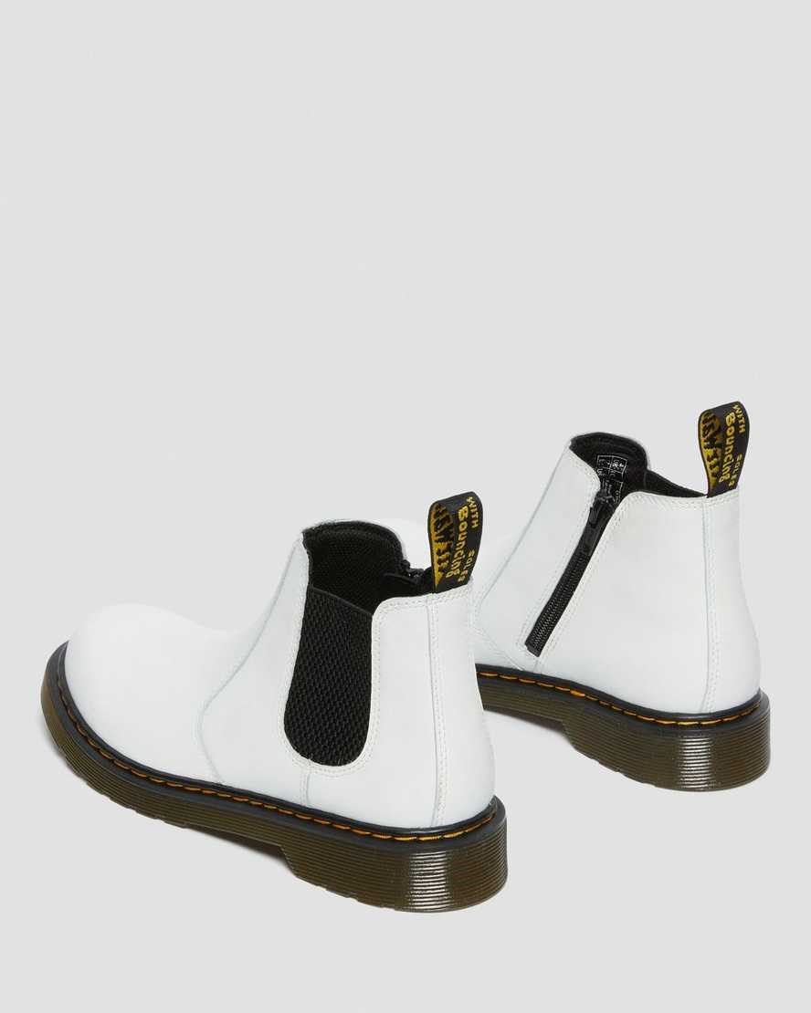 Kids' Dr Martens Youth 2976 Leather Chelsea Boots White Romario | 294DEJHSY