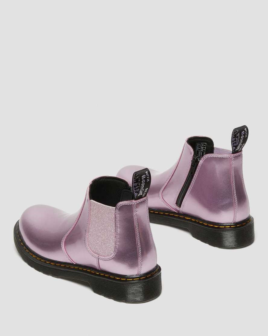 Kids' Dr Martens Youth 2976 Metallic Chelsea Boots Pink Spark | 820HSEKFG