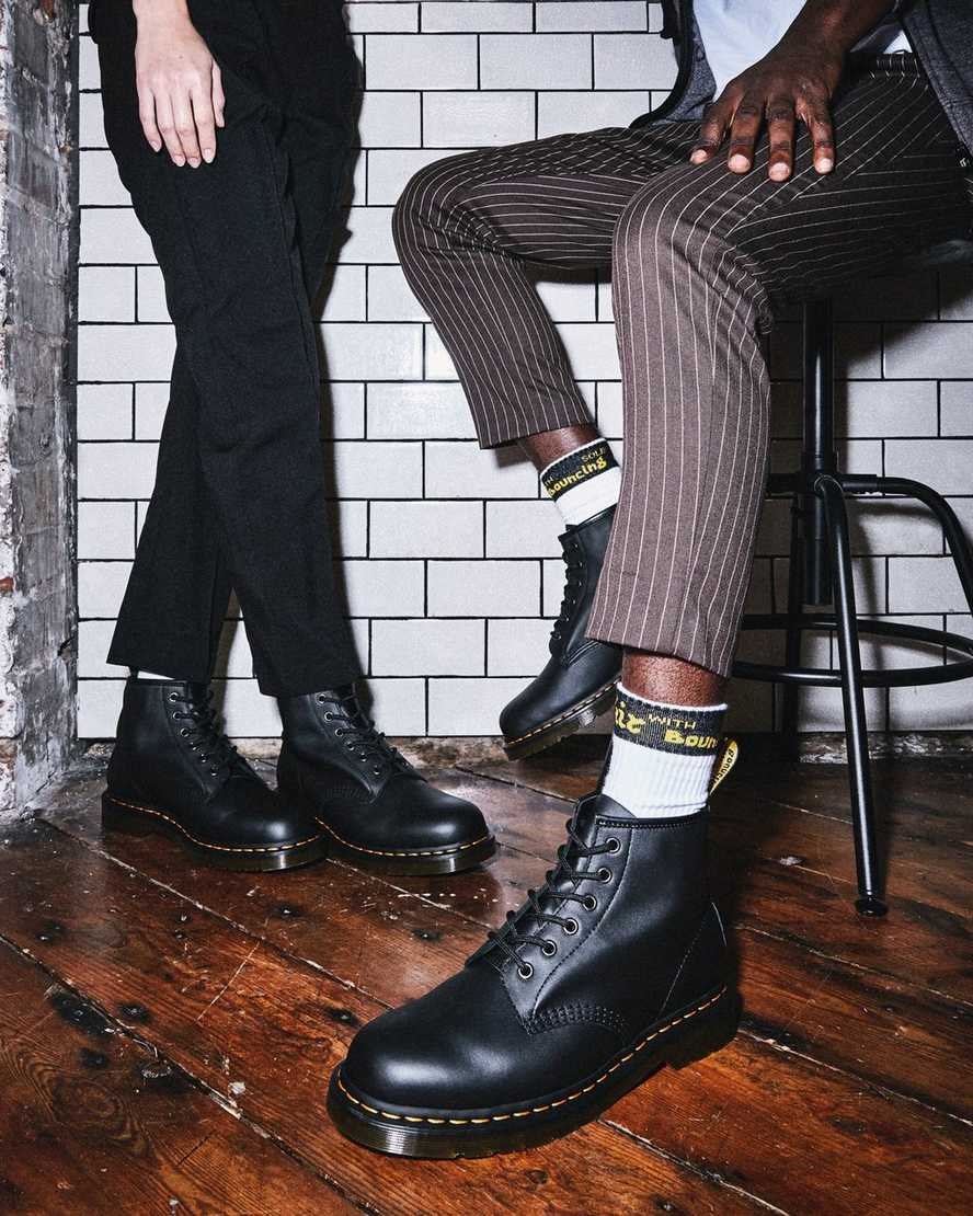 Men's Dr Martens 101 Leather Ankle Boots Black Nappa | 052LPTSGY